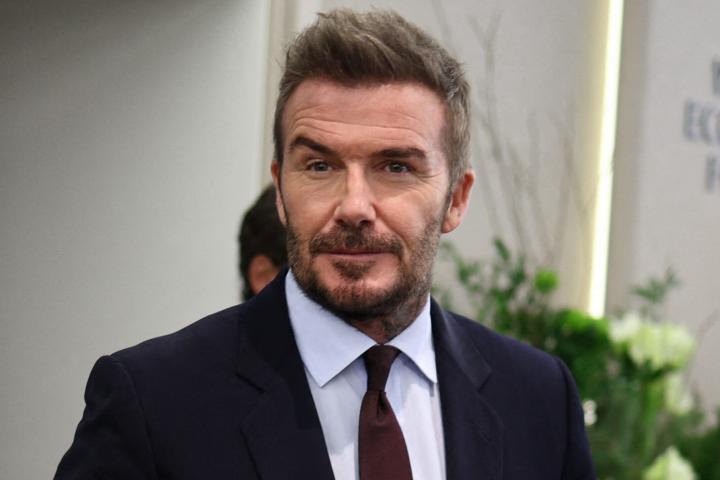 David Beckham con gesto serio en el Foro Económico de Davos