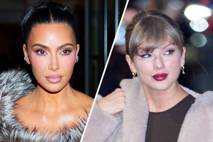 Kim Kardashian y Taylor Swift en dos imágenes de archivo.