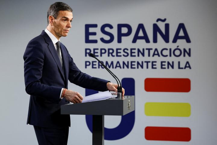 El presidente del Gobierno, Pedro Sánchez, tras la reunión informal en Bruselas sobre la intención de Donald Trump de adquirir Groenlandia.