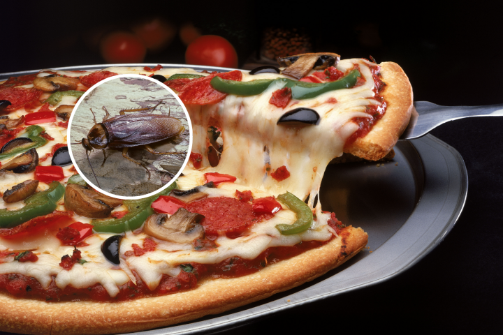 Cucaracha en pizza.
