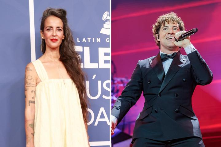 Los artistas Vega y David Bisbal en dos imágenes de archivo.