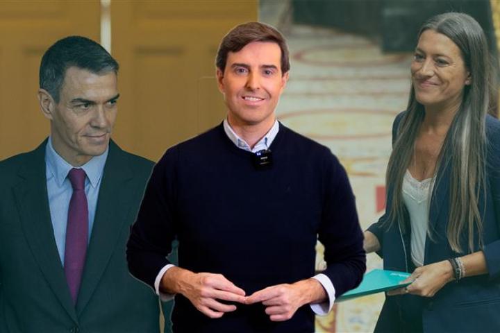 Imagen de Pablo Montesinos junto a Pedro Sánchez y Míriam Nogueras