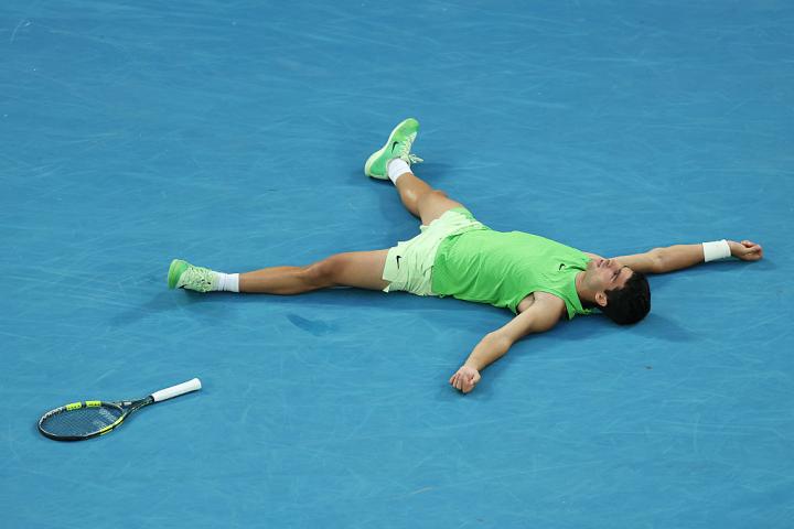 Alcaraz, en la semifinal del Open de Australia.