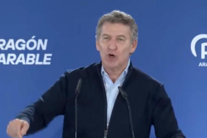 Alberto Núñez Feijóo, en el mitin de Calatayud de este domingo.