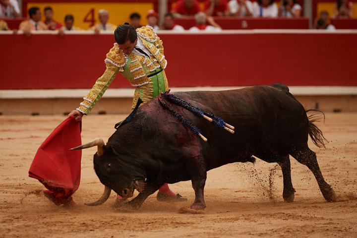 Una corrida de toros en Pamplona