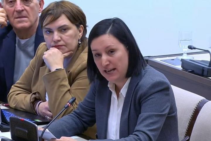 Marta Trenzano, durante su "interrogatorio" a Alberto Núñez Feijóo el pasado lunes en la comisión por la DANA en el Congreso