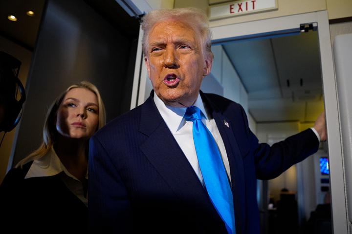 Donald Trump, en el Air Force One en un viaje reciente