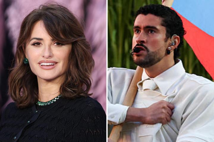 La actriz Penélope Cruz y el cantante puertorriqueño Bad Bunny.