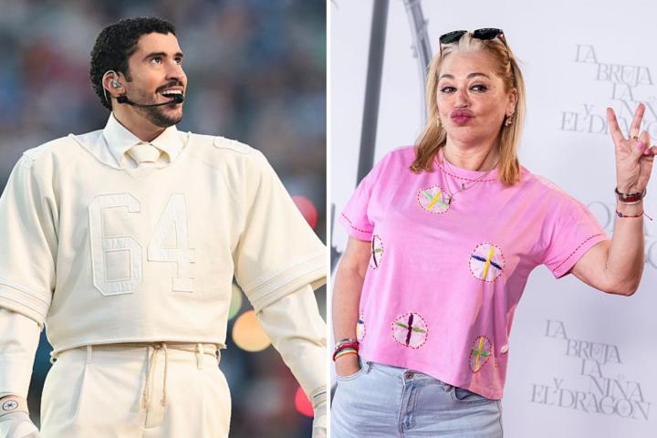 Bad Bunny y Belén Esteban en dos imágenes de archivo.