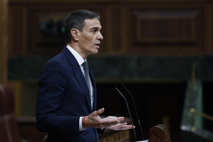 El presidente del Gobierno, Pedro Sánchez, en el Congreso