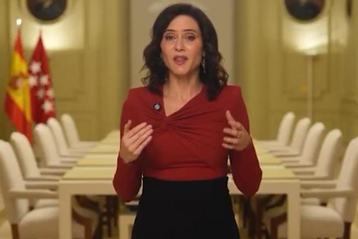 La presidenta de la Comunidad de Madrid, Isabel Díaz Ayuso, durante su intervención en la The Hispanic Prosperity Gala, la pasada noche.