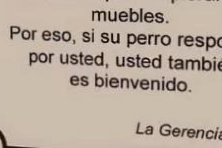 El cartel de un hotel sobre los perros al que ha tenido acceso @Soycamarero