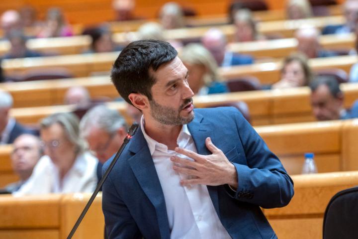 El ministro de Derechos Sociales, Consumo y Agenda 2030, Pablo Bustinduy, interviene durante una sesión de control al Gobierno en el Senado, el 29 de octubre de 2024, en Madrid.