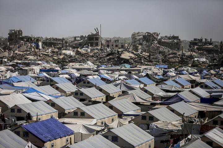 Tiendas de campaña en Gaza el 16 de febrero de 2026.