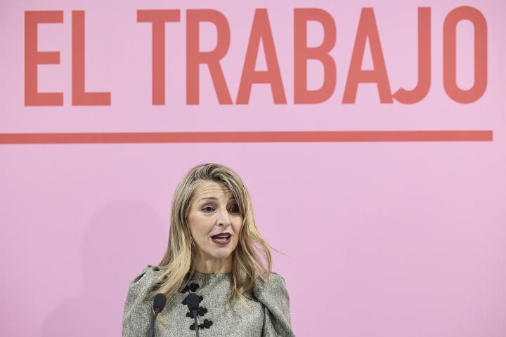 La ministra de Trabajo, Yolanda Díaz, en la rueda de prensa posterior al Consejo de Ministros.