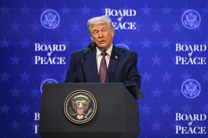 Donald Trump durante un acto en Davos