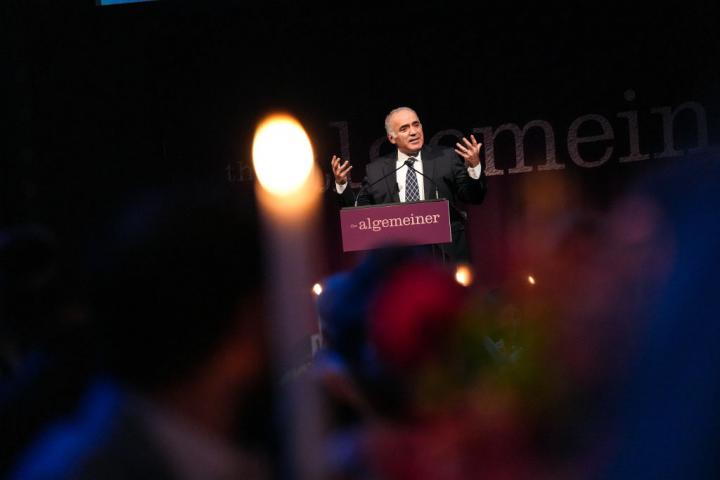 NEW YORK, NEW YORK - OCTOBER 25: Garry Kasparov speaks at Algemeiner 2023 J100 Gala at Capitale Bowery on October 25, 2023 in New York City. (Photo by Sean Zanni/Patrick McMullan via Getty Images)