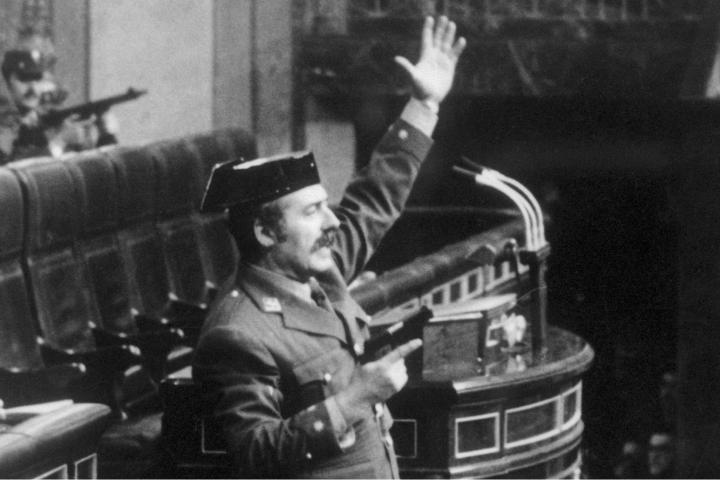 Detalle de Antonio Tejero, durante el intento de golpe de Estado del 23-F.