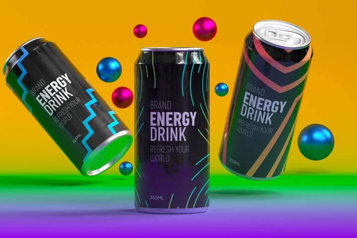 Ilustración de unas bebidas energéticas.