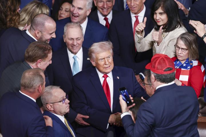 Trump, en su llegada al discurso del estado de la Unión