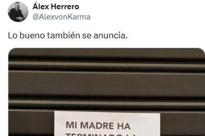 El tuit de @AlexvonKarma con el cartel.