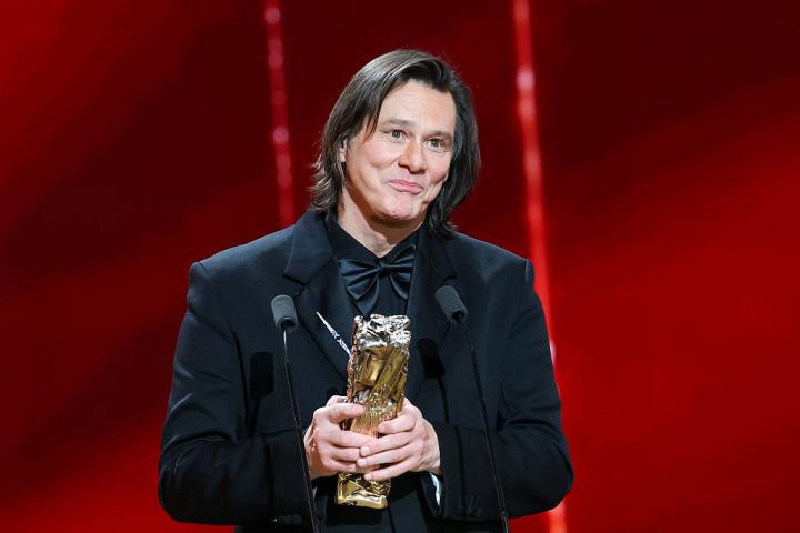 Jim Carrey, en la gala de premios aceptando el César de Honor