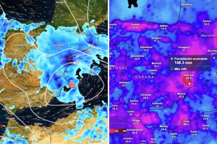 Precipitaciones que dejará la borrasca Regina en España.