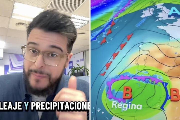 Martín Barreiro, meteorólogo de TVE, hablando sobre lo que trae la borrasca Regina.