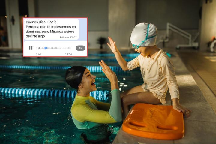 Una alumna de las clases de natación le manda un enternecedor audio a su profesora.