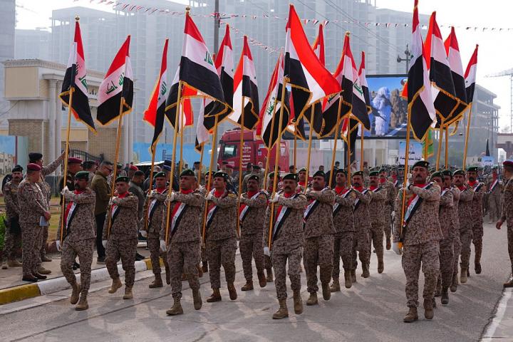 Desfile militar para conmemorar el Día de la Victoria contra el Daesh en Bagdad (Irak), el 10 de diciembre de 2025.