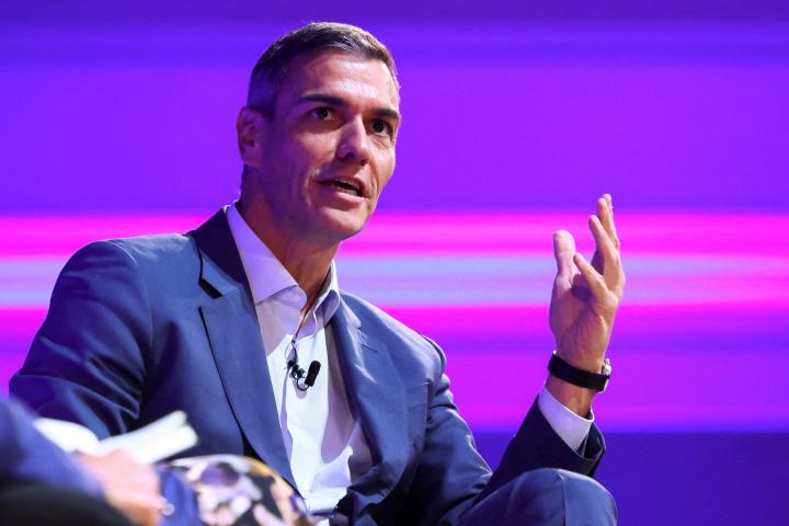 El presidente del Gobierno español, Pedro Sánchez, en una charla sobre "El futuro del multilateralismo" en la Cumbre de Acción para el Progreso Global 2025, en Londres, el 26 de septiembre de 2025.