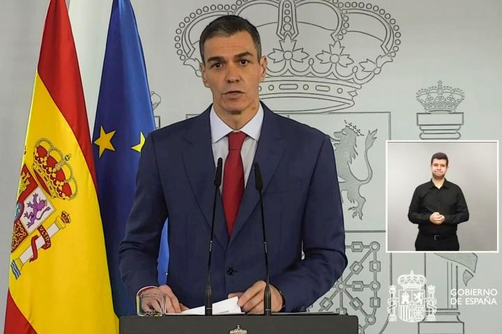 El presidente del Gobierno, Pedro Sánchez, en la comparecencia de este miércoles tras las amenazas de Donald Trump.