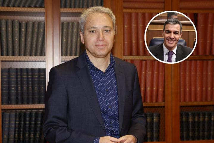Vicente Vallés, en una imagen de archivo, junto a Pedro Sánchez