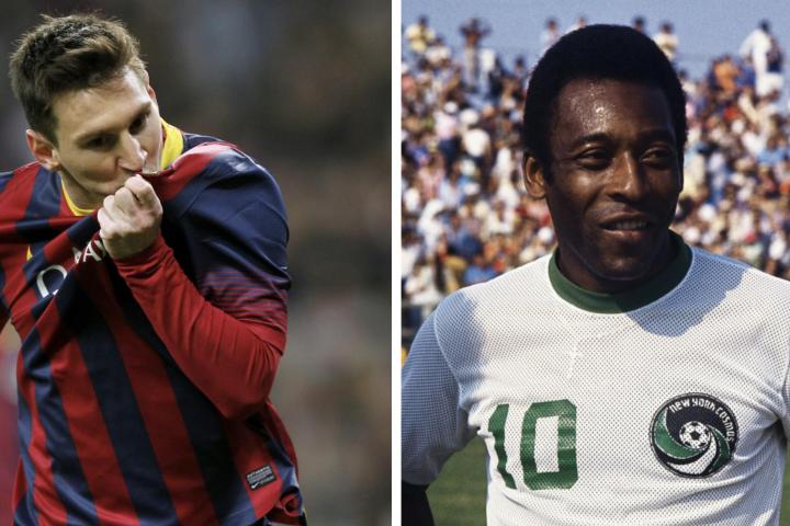 Dos imágenes, una de Messi y otra de Pelé
