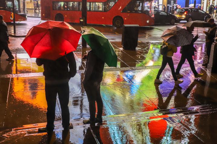 London street on rainy night