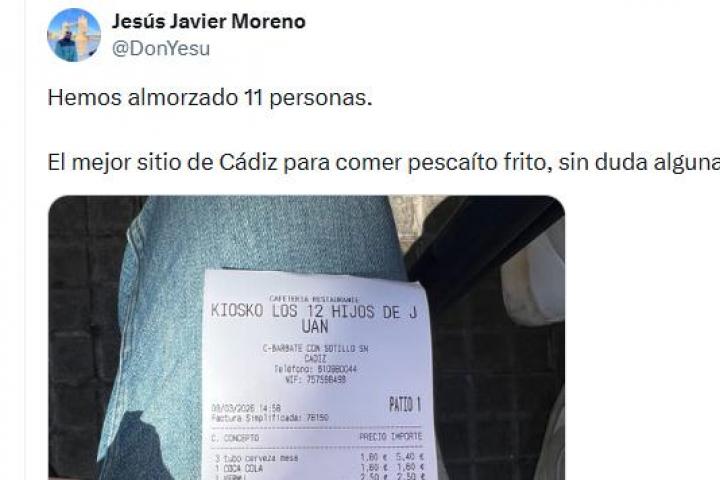 El tuit de @DonYesu con toda la cuenta de un restaurante.