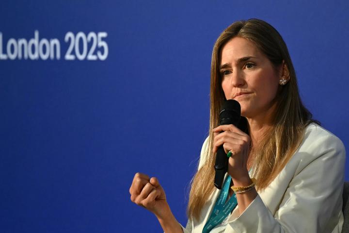 LONDON, ENGLAND - APRIL 24: Spain's Energy and Environment Minister Sara Aagesen