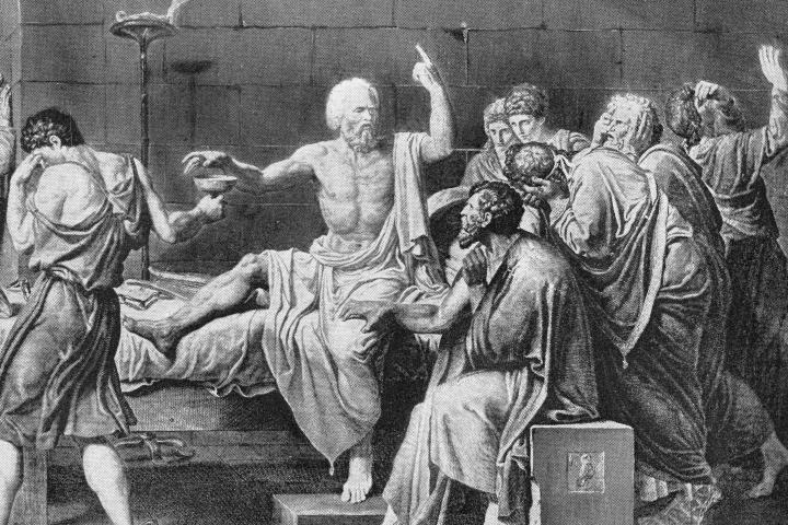 Ilustración de la muerte de Sócrates