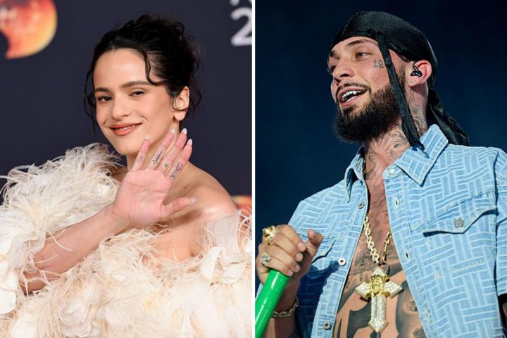 Los cantantes Rosalía y JC Reyes en dos imágenes de archivo.