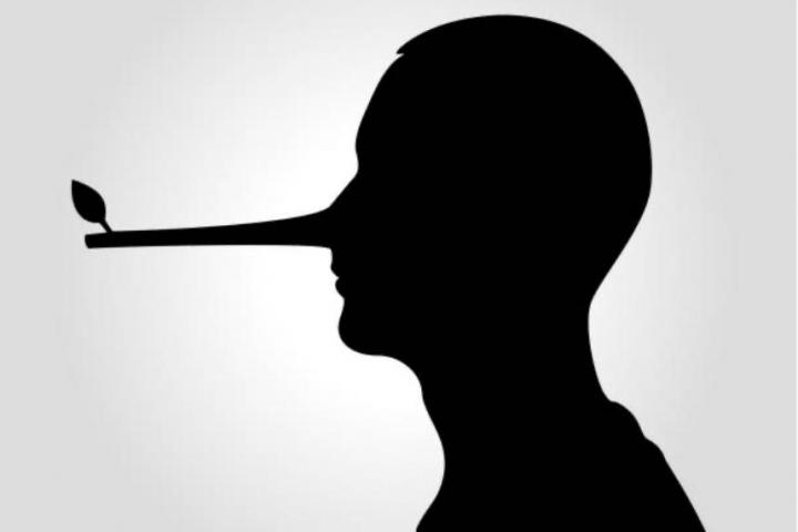 Una ilustración de un hombre con la nariz de Pinocho