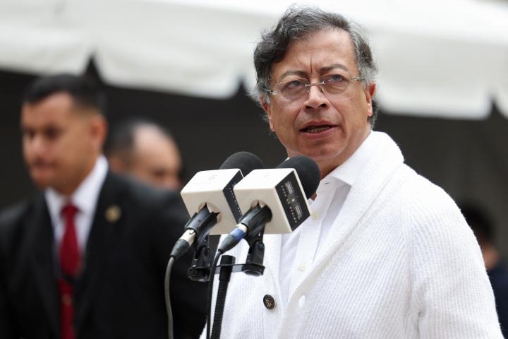 El presidente colombiano Gustavo Petro, durante una conferencia de prensa tras emitir su voto en las elecciones legislativas de su partido en Bogotá, el 8 de marzo de 2026.