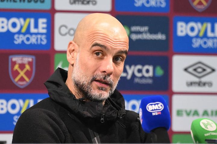 Pep Guardiola, durante una rueda de prensa.