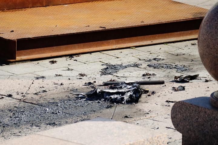 Restos de un dron ruso en los alrededores de la plaza Maidan de Kiev