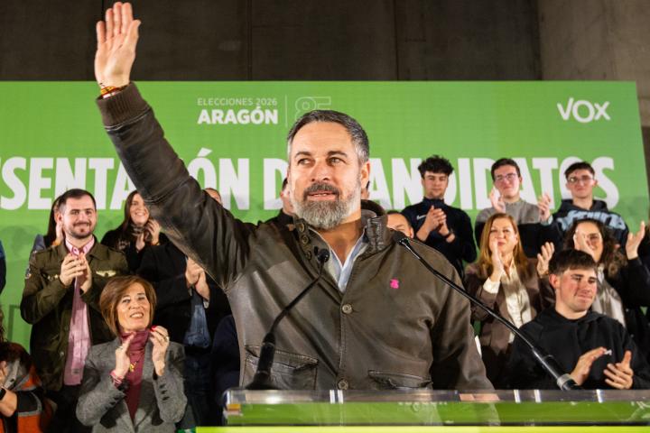 El líder de Vox, Santiago Abascal, en una foto de archivo en Teruel.