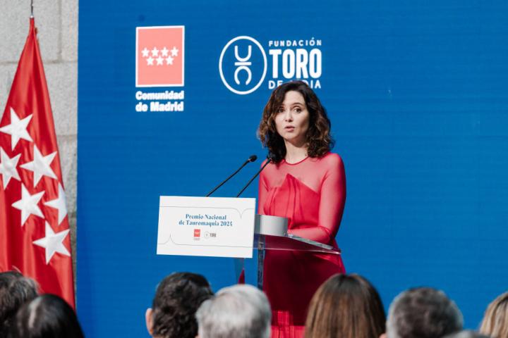 Ayuso, en un acto de la fundación Toro de Lidia