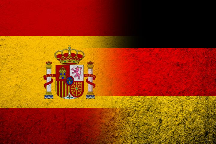 La bandera de España y la bandera de Alemania.