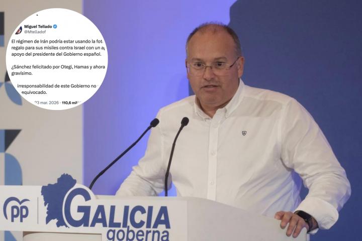 Fotomontaje de Tellado con un tuit suyo