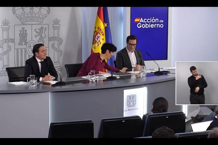 José Manuel Albares, Elma Saiz y Carlos Cuerpo.