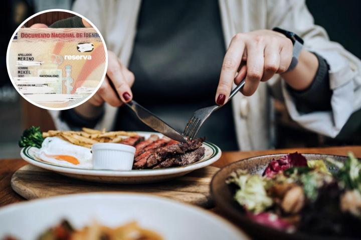 Montaje de una foto con el DNI del novio de @mcnuela y un restaurante
