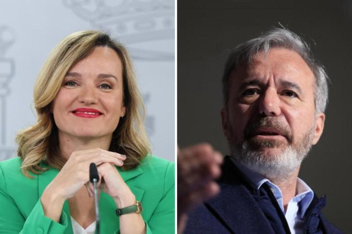 Pilar Alegría, en una imagen de archivo, junto a Jorge Azcón.